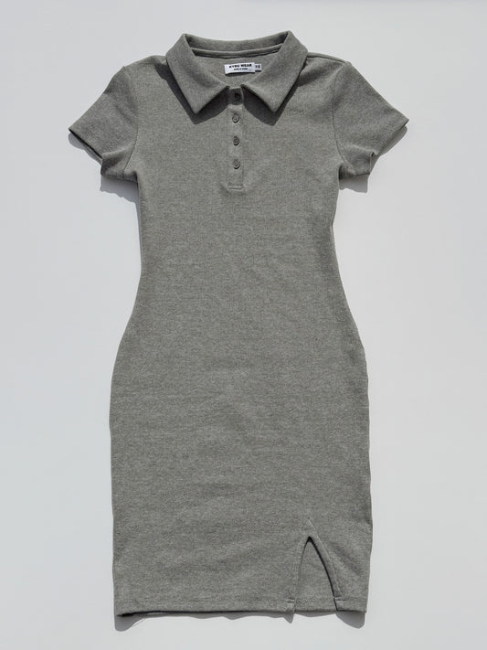 Soft Curve Polo Dress - Gray