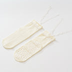 Women's Lacey Bow Grip Socks-White