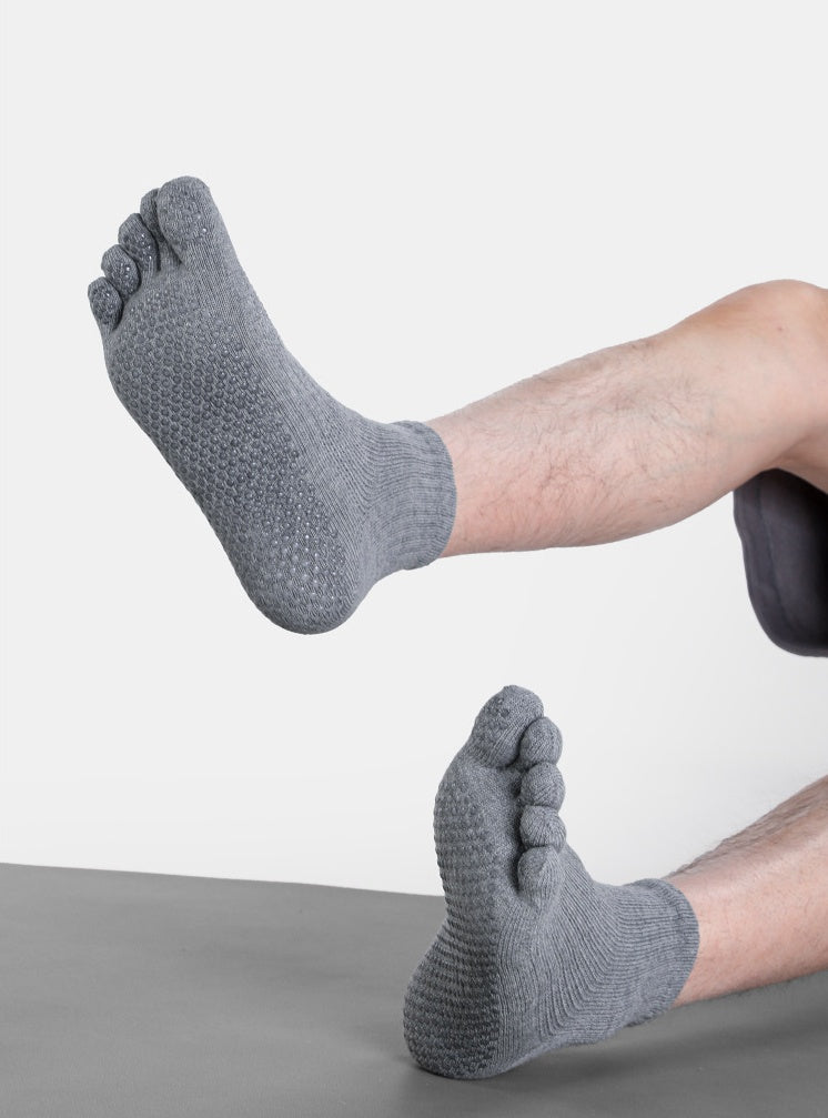 Core Five Toe Crew Grip Socks Unisex - Gray