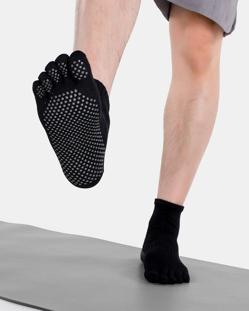 Core Five Toe Crew Grip Socks Unisex - Black