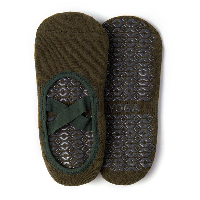 Terry Cross Grip Socks - Pine Green