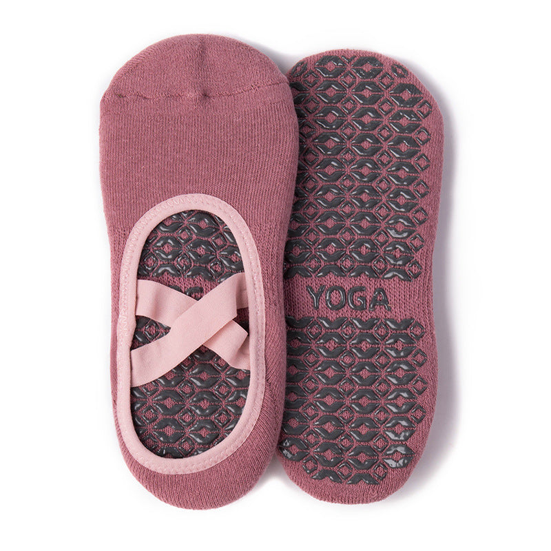 Terry Cross Grip Socks - Sugar Plum