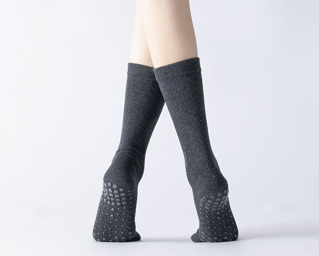 Full Toe Crew Non-slip Yoga Socks Women - Dark Gray