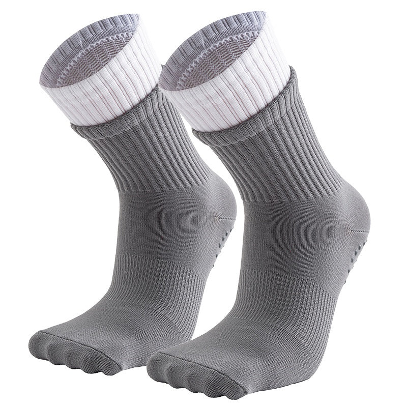 Double Layer Grip Socks for Pilates - Grey White