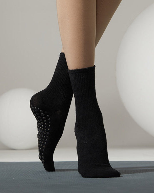 Women's Macaron Crew Grip Socks - Black Sesame