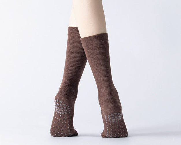 Full Toe Crew Non-slip Yoga Socks Women - Espresso
