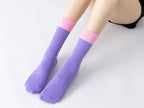 Color Block Grip Socks Women - Purple Pink