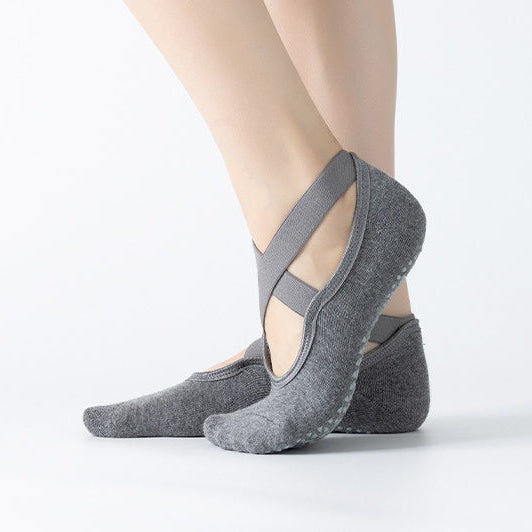 Women's Ballet Cross Grip Socks - Dark Gray