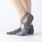 Women's Ballet Cross Grip Socks - Dark Gray