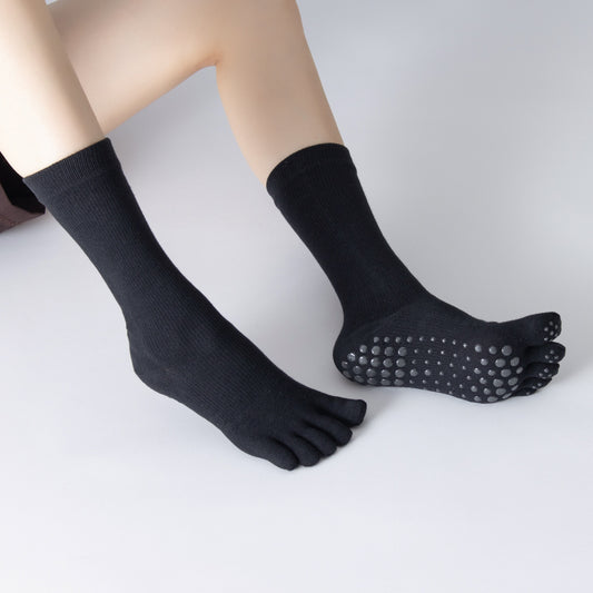 Full Toe Crew Non-slip Yoga Socks Women - Black