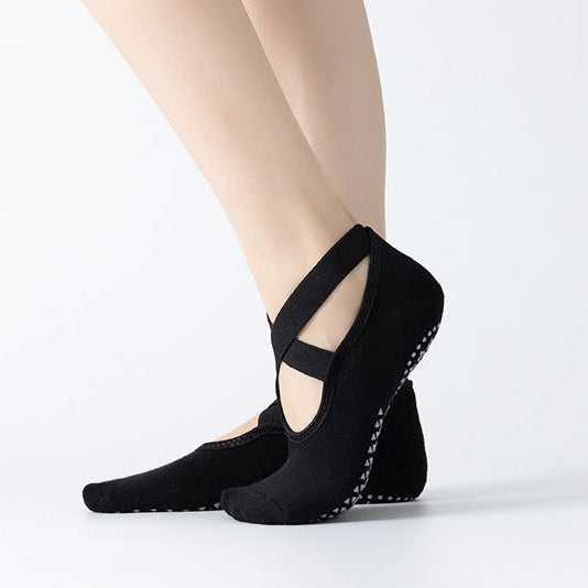 Women's Ballet Cross Grip Socks - Black