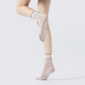 Women's Lacey Bow Grip Socks-Blush Pink