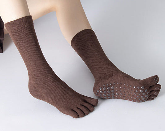 Full Toe Crew Non-slip Yoga Socks Women - Espresso