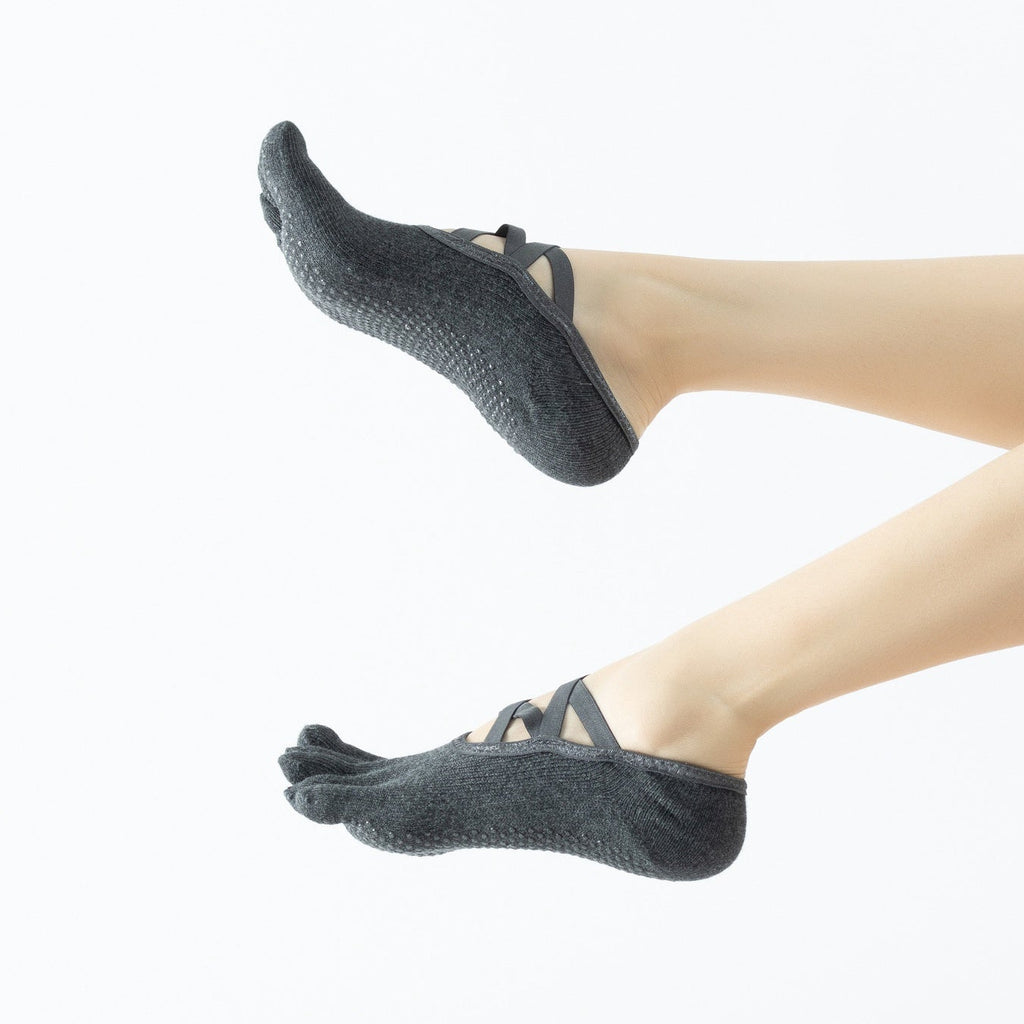 Women's Ballet Five Toe Grip Socks - Dark Gray