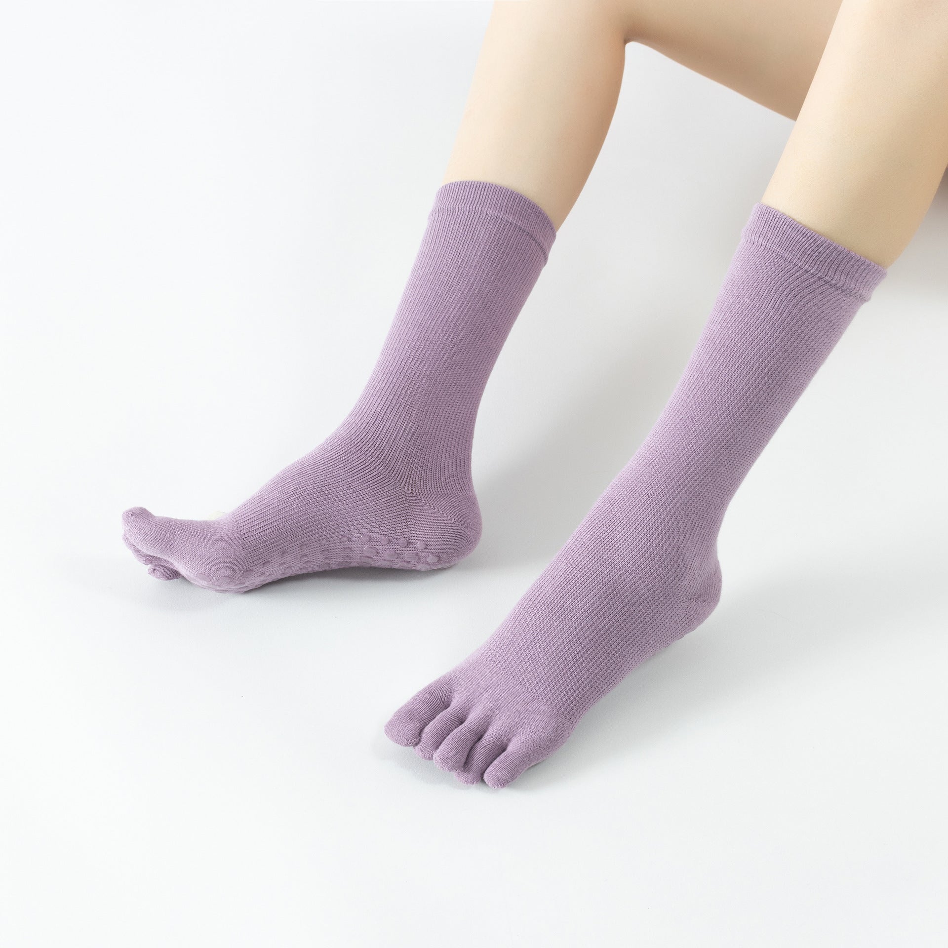 Full Toe Crew Non-slip Yoga Socks Women - Lavender