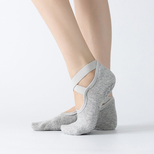 Women's Ballet Cross Grip Socks - Light Gray