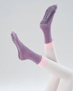 Contrast Cuff Grip Socks - Wadi Mauve
