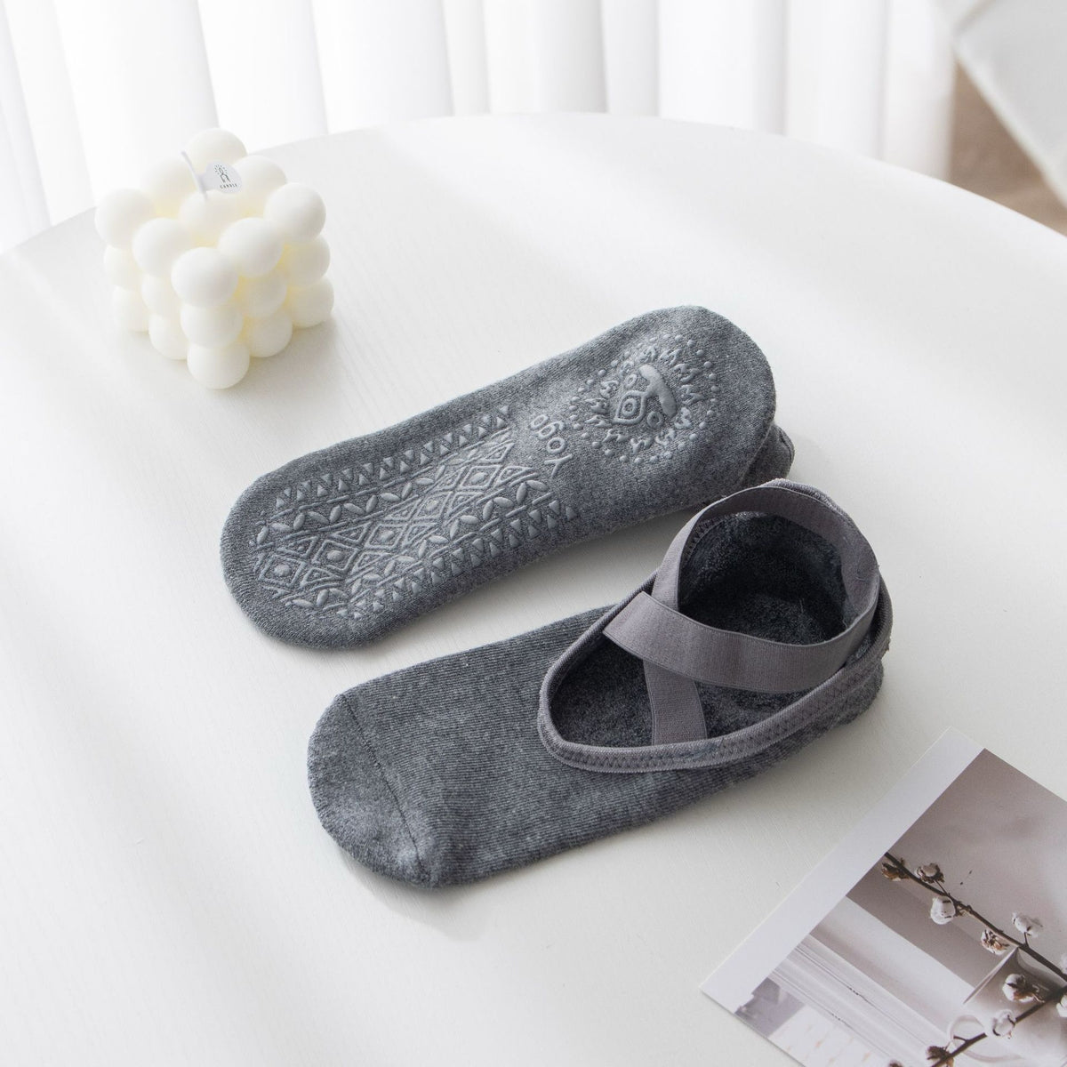 Women's Ballet Cross Grip Socks - Dark Gray