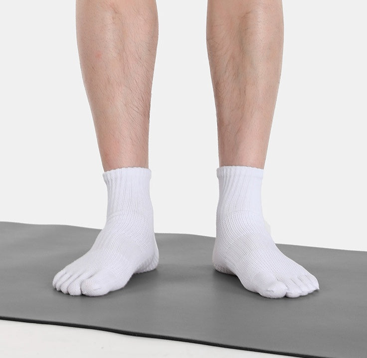 Core Five Toe Crew Grip Socks Unisex - White