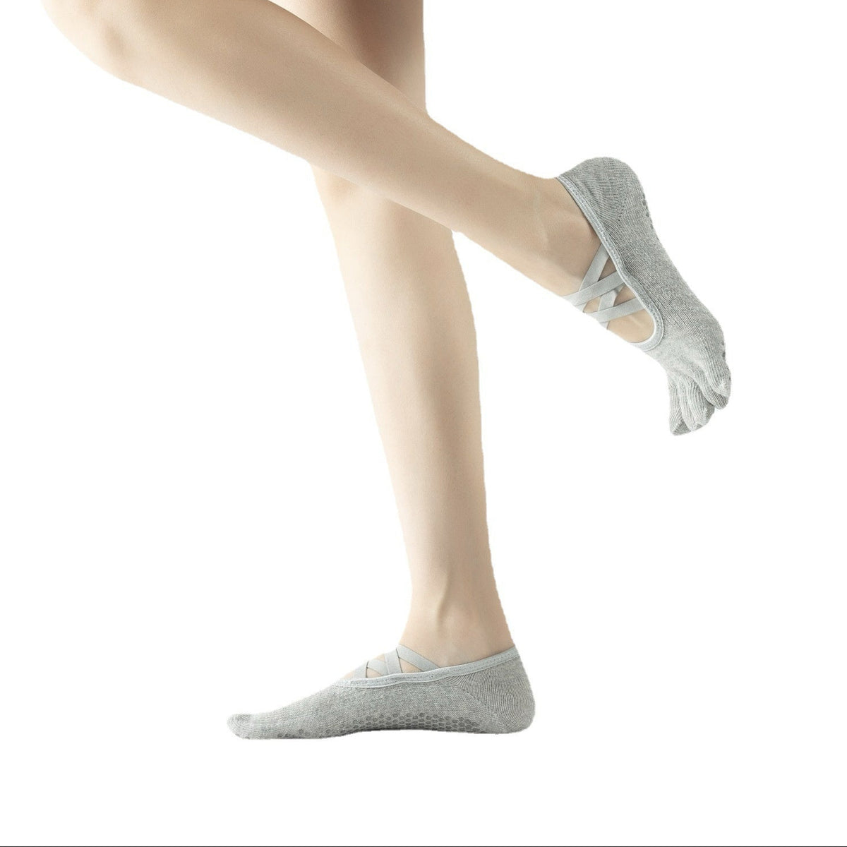 Women's Ballet Five Toe Grip Socks - Light Gray