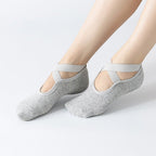 Women's Ballet Cross Grip Socks - Light Gray