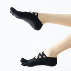 Women's Ballet Five Toe Grip Socks - Black