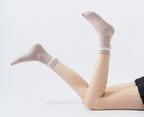 Women's Lacey Bow Grip Socks-Blush Pink