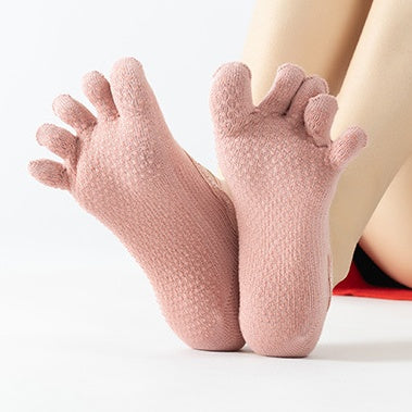 Women's Ballet Five Toe Grip Socks - Blush Pink