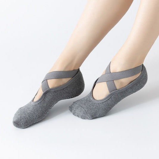 Women's Ballet Cross Grip Socks - Dark Gray