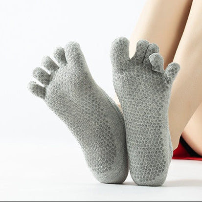 Women's Ballet Five Toe Grip Socks - Light Gray