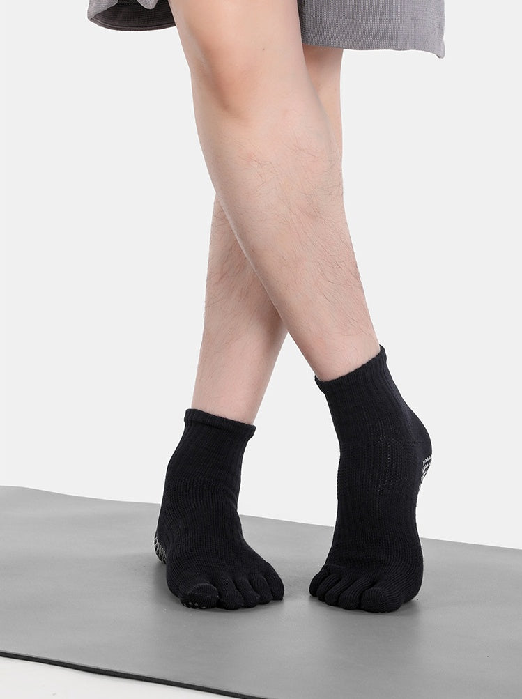 Core Five Toe Crew Grip Socks Unisex - Black