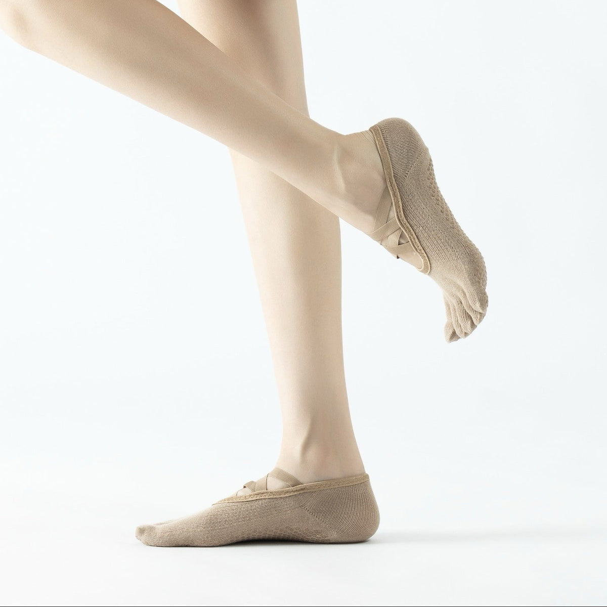 Women's Ballet Five Toe Grip Socks - Beige
