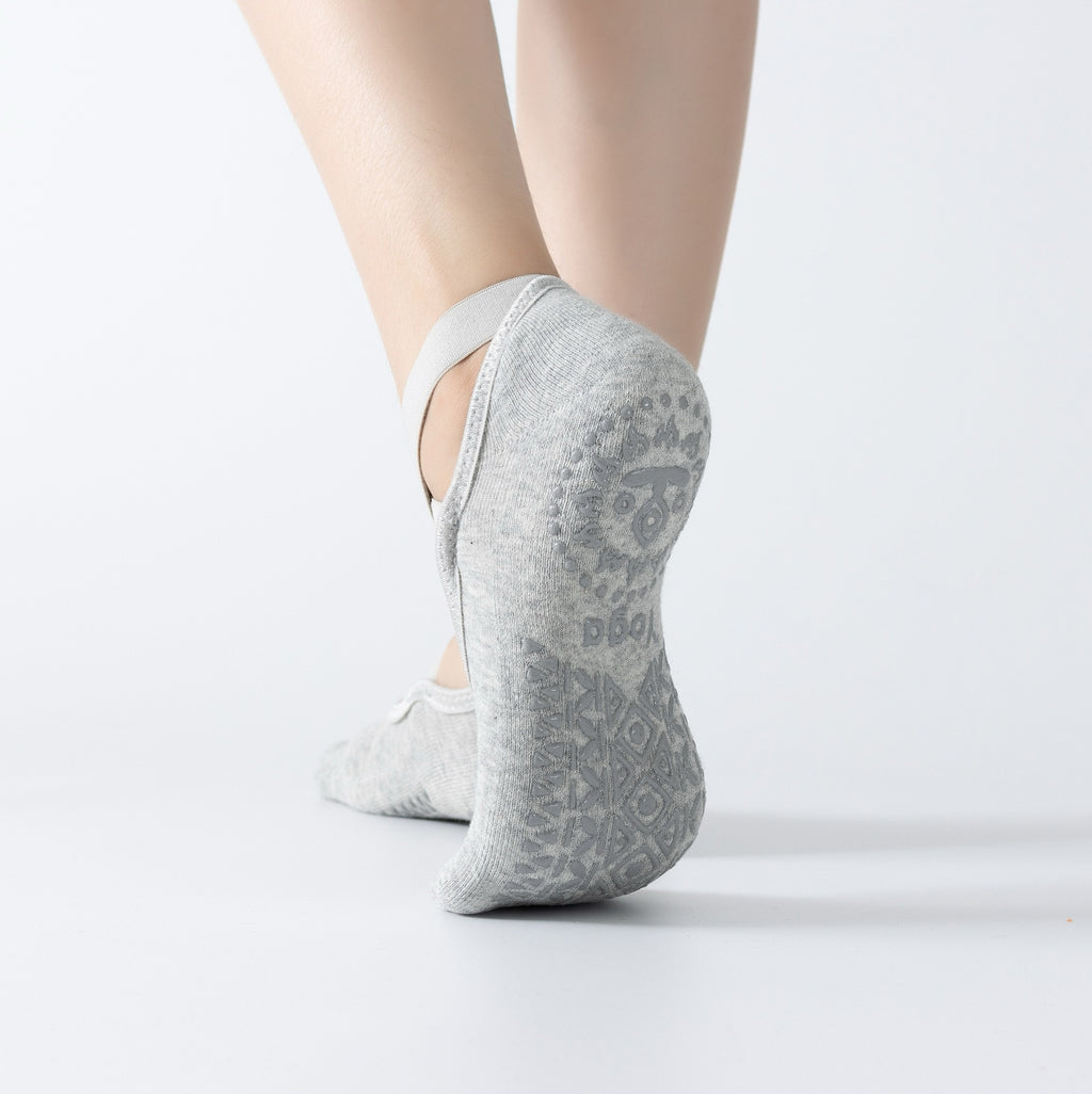Women's Ballet Cross Grip Socks - Light Gray