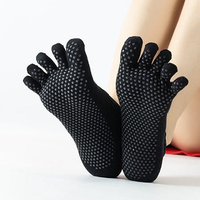 Women's Ballet Five Toe Grip Socks - Black