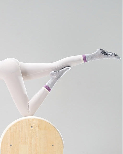 Contrast Cuff Grip Socks - Desert Lavender