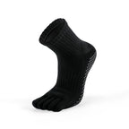 Core Five Toe Crew Grip Socks Unisex - Black
