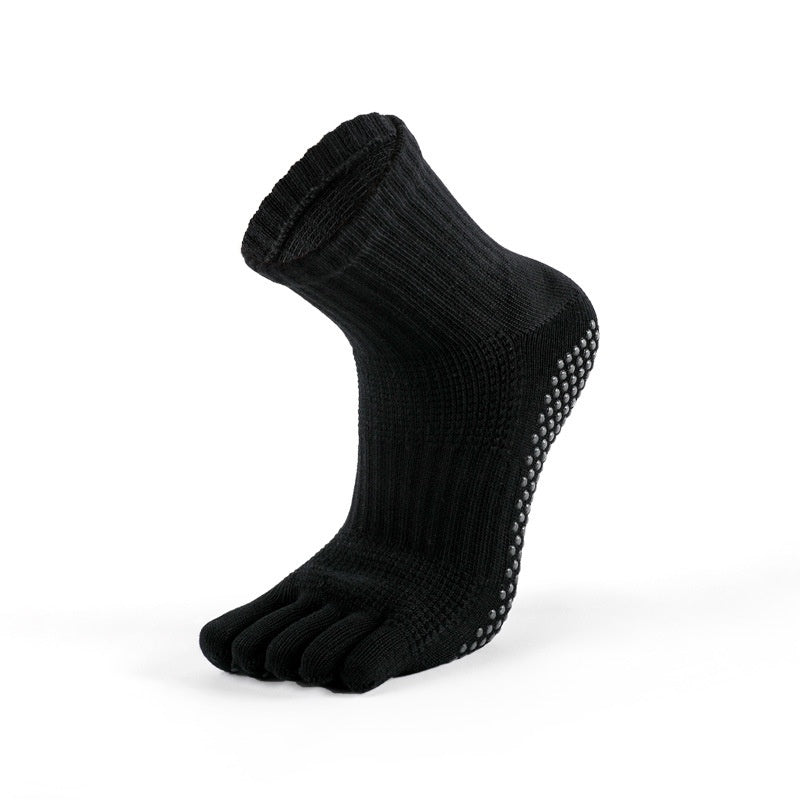 Core Five Toe Crew Grip Socks Unisex - Black