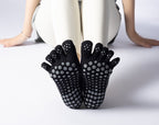 Women's Low-Cut Five-Toe Pilates Grip Socks - Black