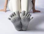 Women's Low-Cut Five-Toe Pilates Grip Socks - Cloud Grey