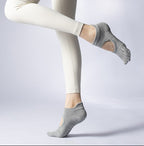 Women's Low-Cut Five-Toe Pilates Grip Socks - Cloud Grey
