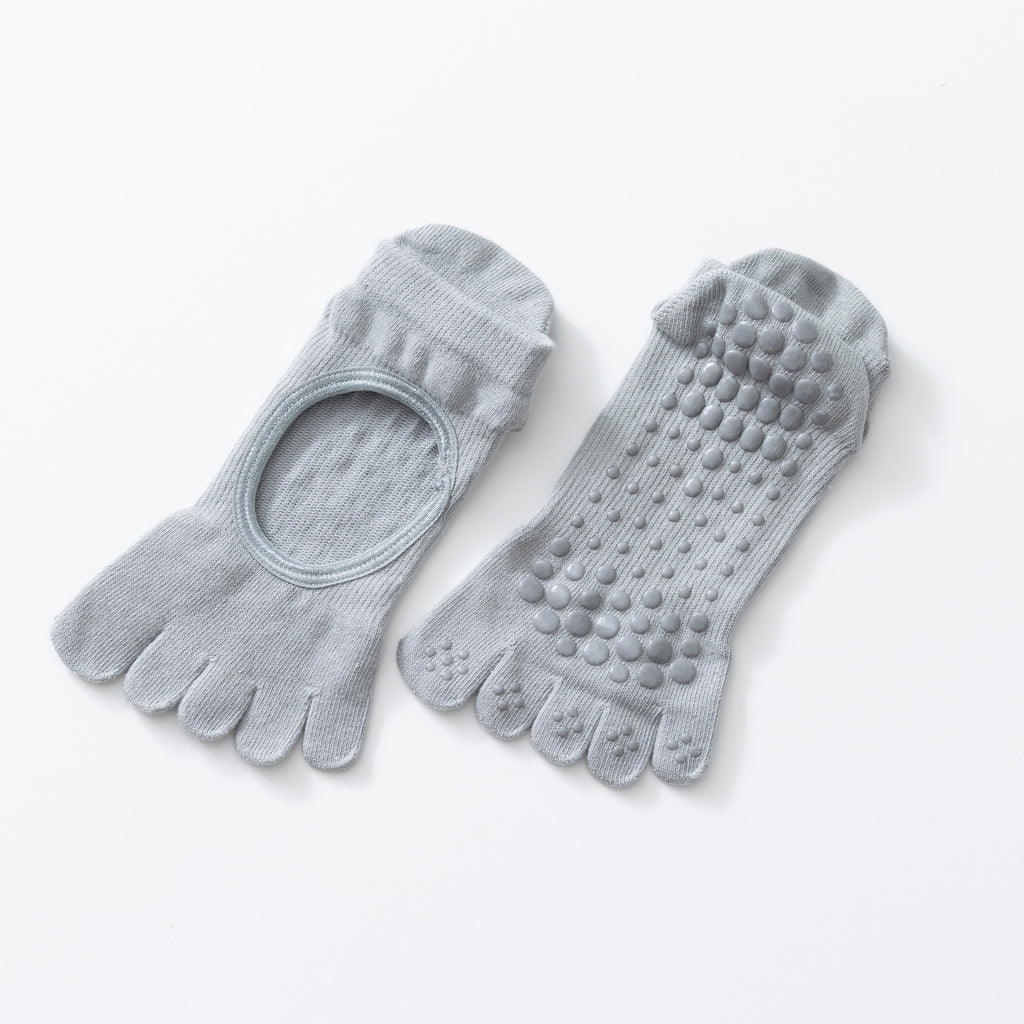 Women's Low-Cut Five-Toe Pilates Grip Socks - Cloud Grey