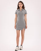 Soft Curve Polo Dress - Gray