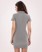 Soft Curve Polo Dress - Gray