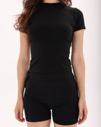 Wave Fitted Short Sleeve T-Shirt - Black