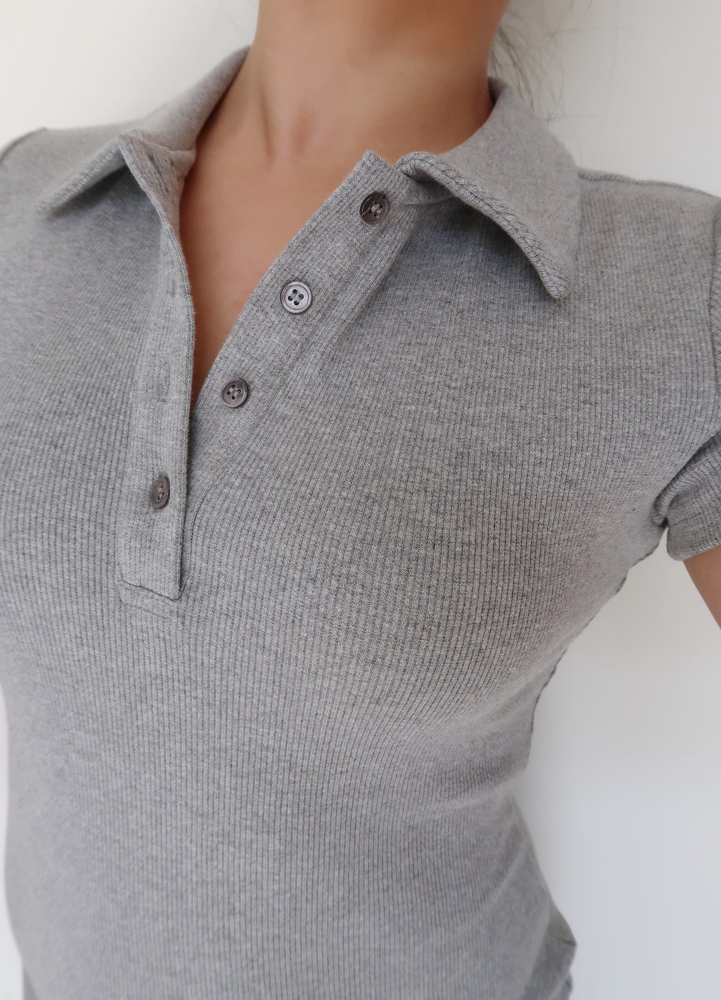 Soft Curve Polo Dress - Gray