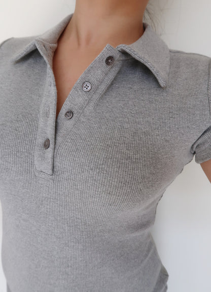 Soft Curve Polo Dress - Gray