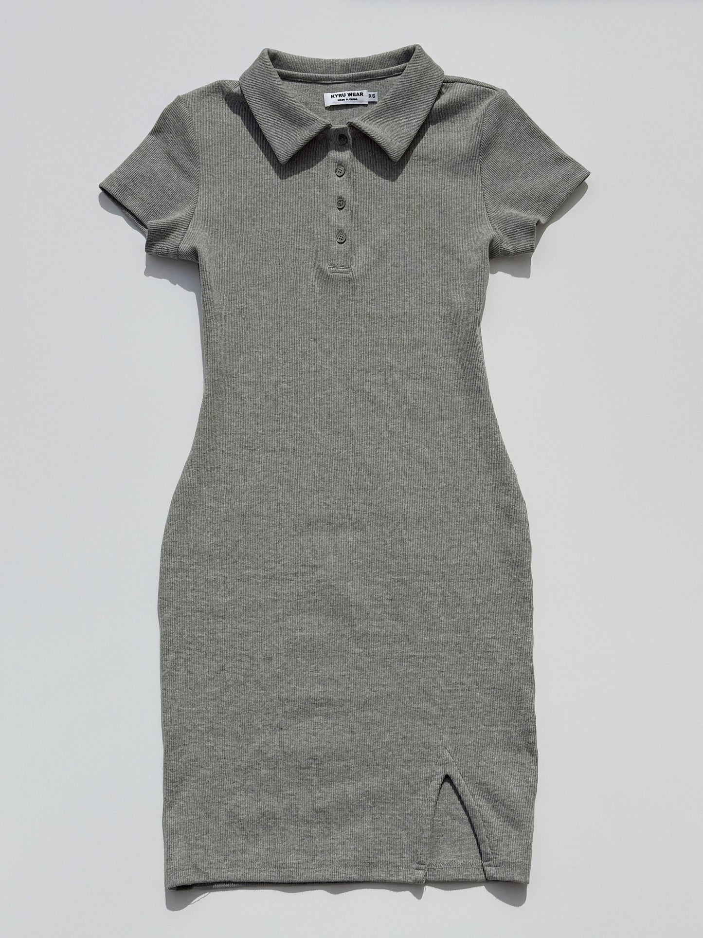 Soft Curve Polo Dress - Gray