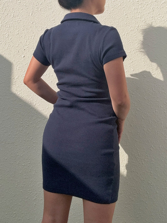 Soft Curve Polo Dress - Navy