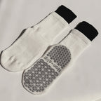Women's Layered Grip Socks for Pilates & Yoga - Black White