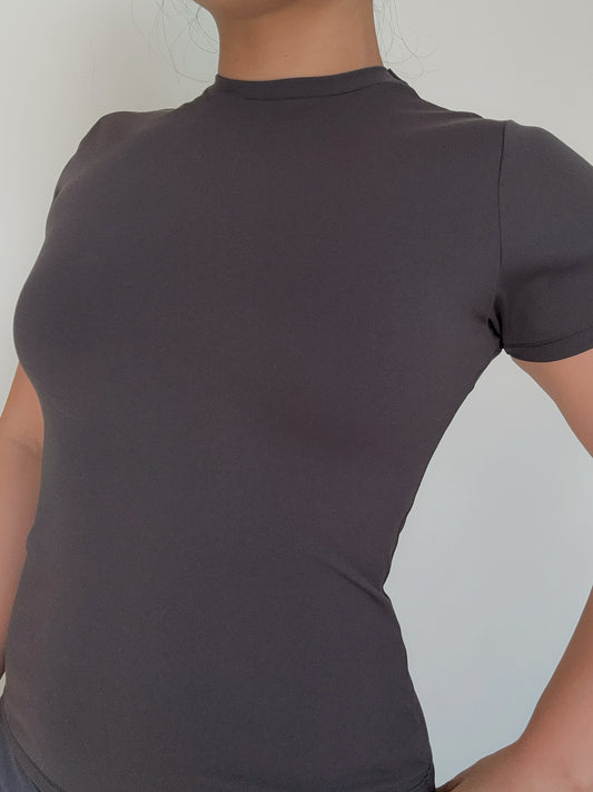 Wave Fitted Short Sleeve T-Shirt - Dark Gray